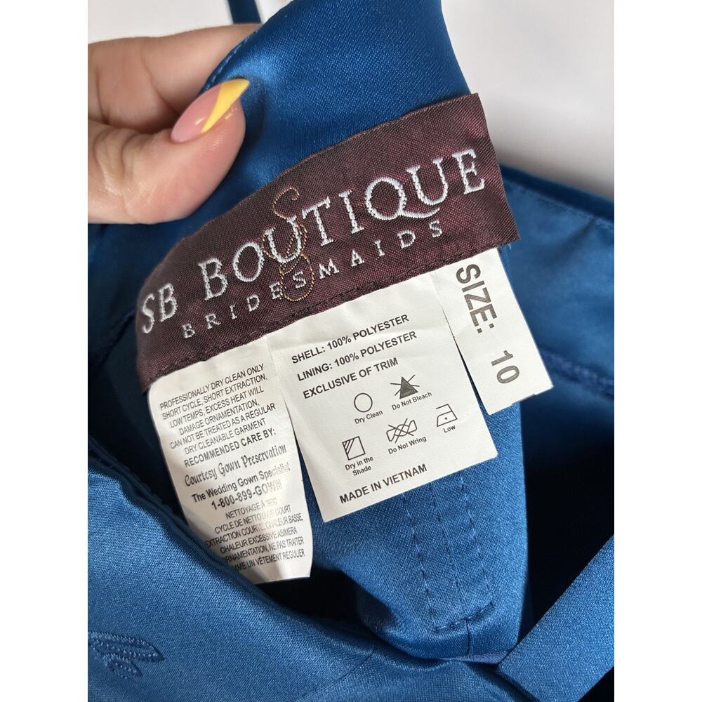 SB Boutique Bridesmaids Size 10 Blue Satin Cocktail Dress NWT Sample Unique - Picture 5 of 7